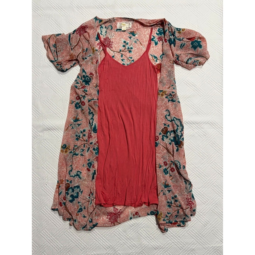 Anthropologie Maeve Women's Adelaide Floral Wrap Dress Coral Tank Slip Dress XS